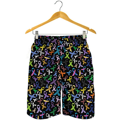 All Cancer Awareness Pattern Print Men's Shorts