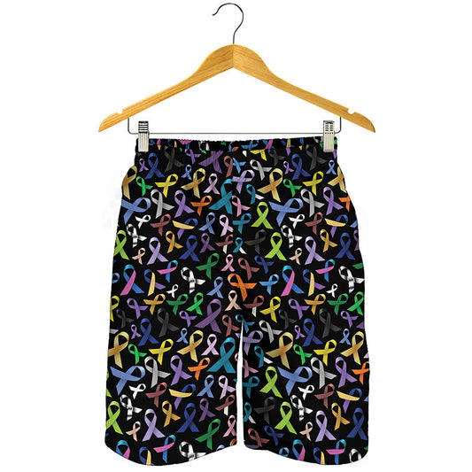 All Cancer Awareness Pattern Print Men's Shorts