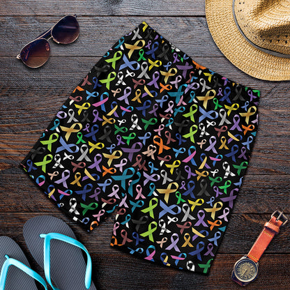 All Cancer Awareness Pattern Print Men's Shorts