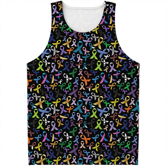 All Cancer Awareness Pattern Print Men's Tank Top