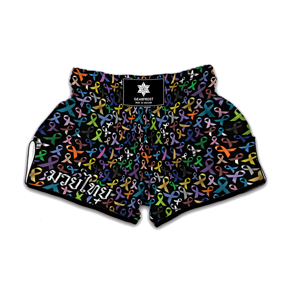 All Cancer Awareness Pattern Print Muay Thai Boxing Shorts