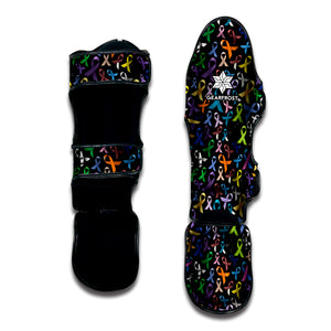 All Cancer Awareness Pattern Print Muay Thai Shin Guard