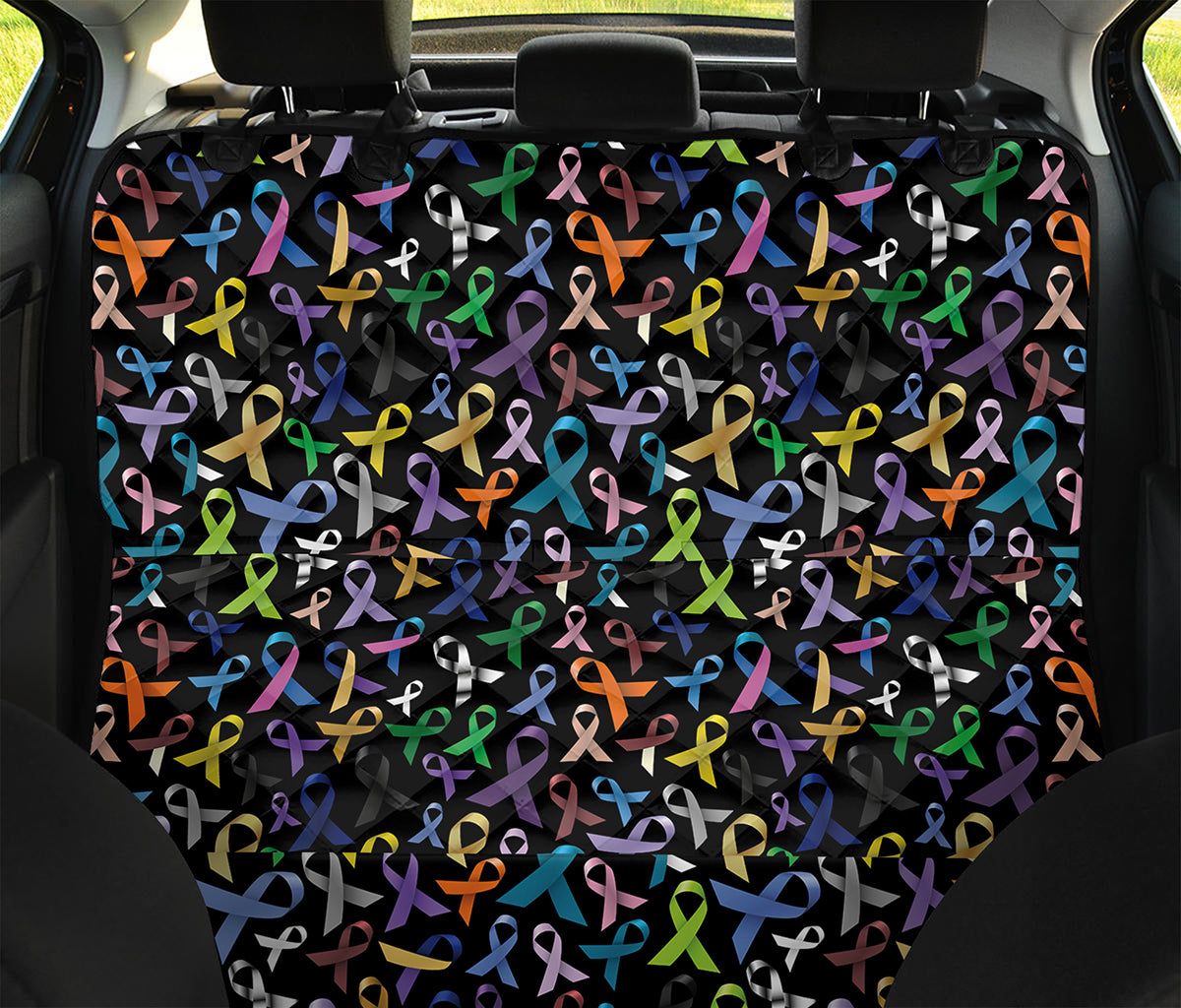 All Cancer Awareness Pattern Print Pet Car Back Seat Cover