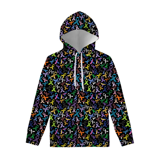 All Cancer Awareness Pattern Print Pullover Hoodie