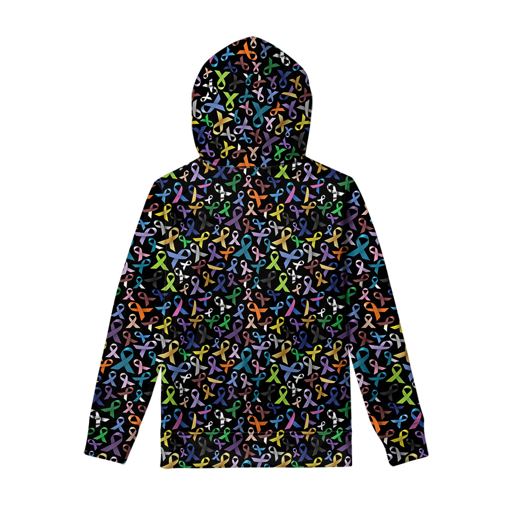 All Cancer Awareness Pattern Print Pullover Hoodie
