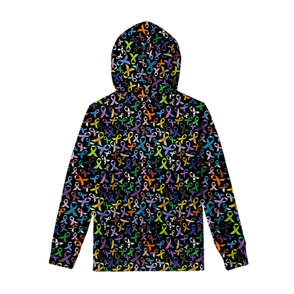 All Cancer Awareness Pattern Print Pullover Hoodie