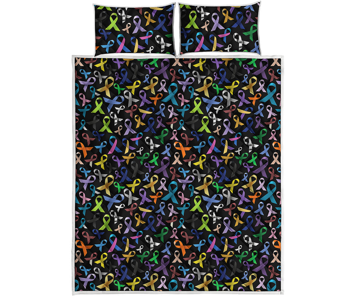 All Cancer Awareness Pattern Print Quilt Bed Set
