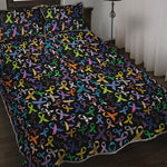 All Cancer Awareness Pattern Print Quilt Bed Set