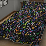All Cancer Awareness Pattern Print Quilt Bed Set
