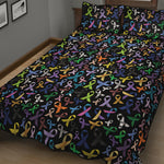 All Cancer Awareness Pattern Print Quilt Bed Set