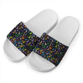 All Cancer Awareness Pattern Print White Slide Sandals