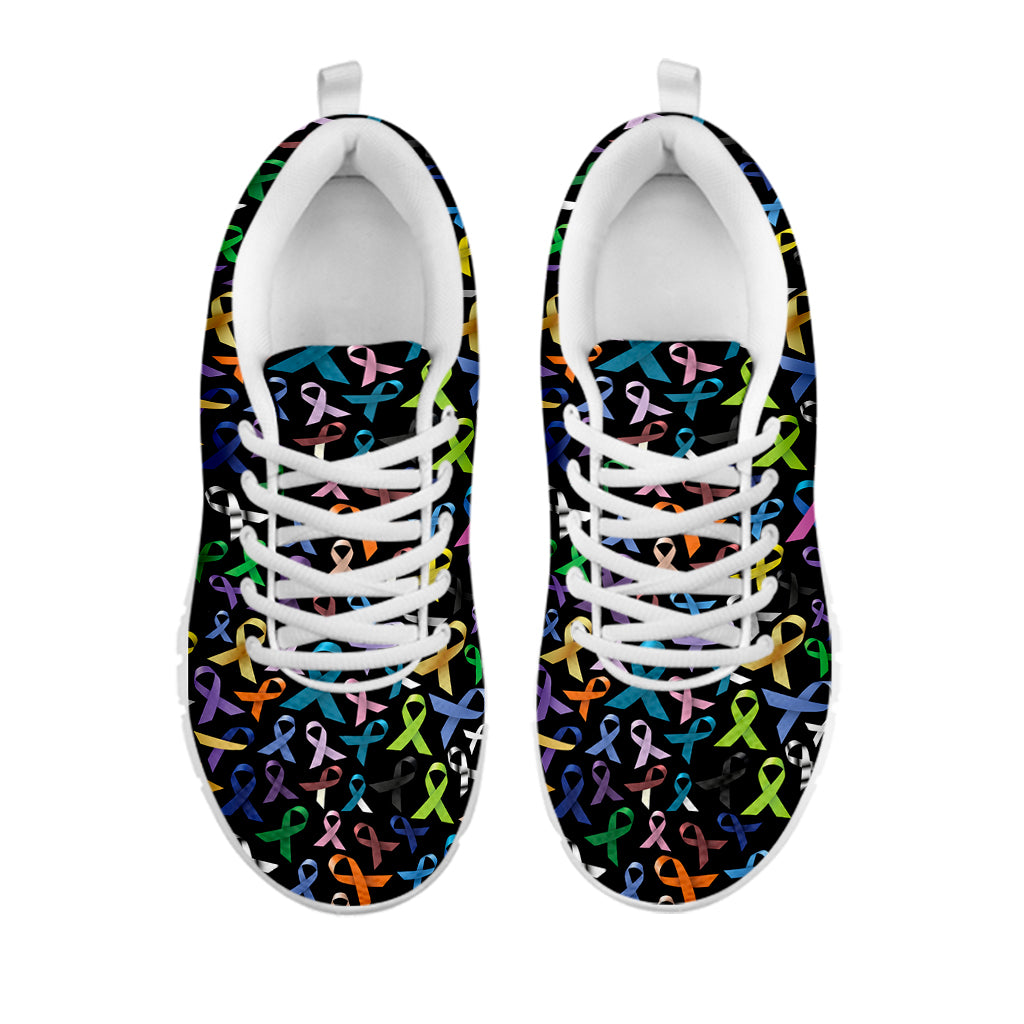 All Cancer Awareness Pattern Print White Sneakers