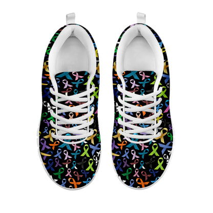 All Cancer Awareness Pattern Print White Sneakers