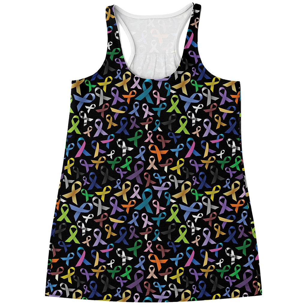 All Cancer Awareness Pattern Print Women's Racerback Tank Top