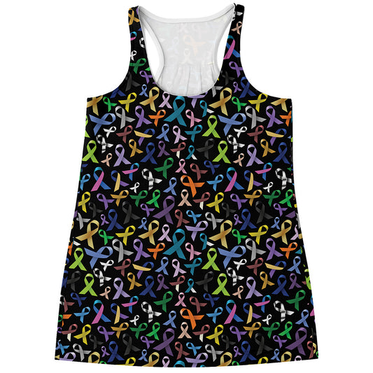 All Cancer Awareness Pattern Print Women's Racerback Tank Top