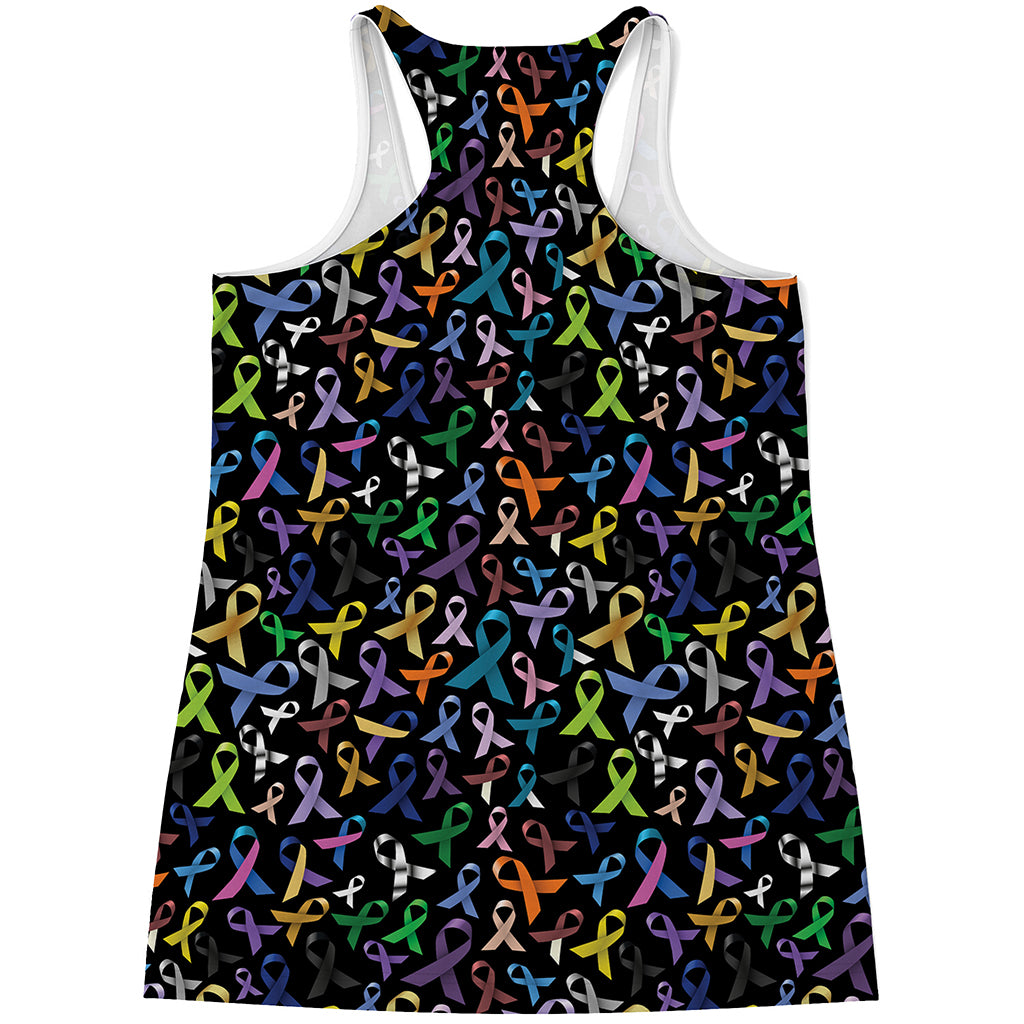 All Cancer Awareness Pattern Print Women's Racerback Tank Top