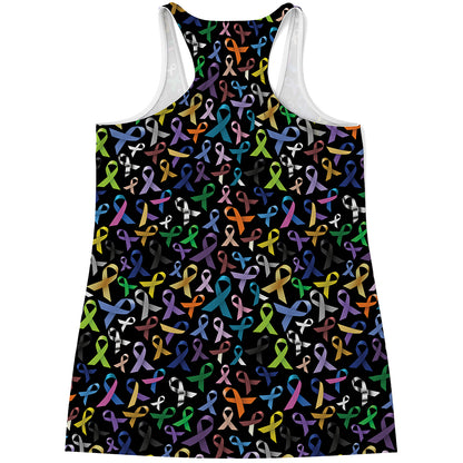 All Cancer Awareness Pattern Print Women's Racerback Tank Top