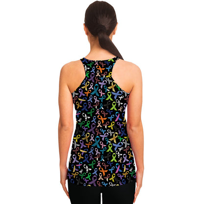All Cancer Awareness Pattern Print Women's Racerback Tank Top