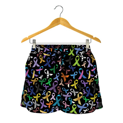All Cancer Awareness Pattern Print Women's Shorts