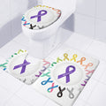 All Cancer Awareness Ribbons Print 3 Piece Bath Mat Set