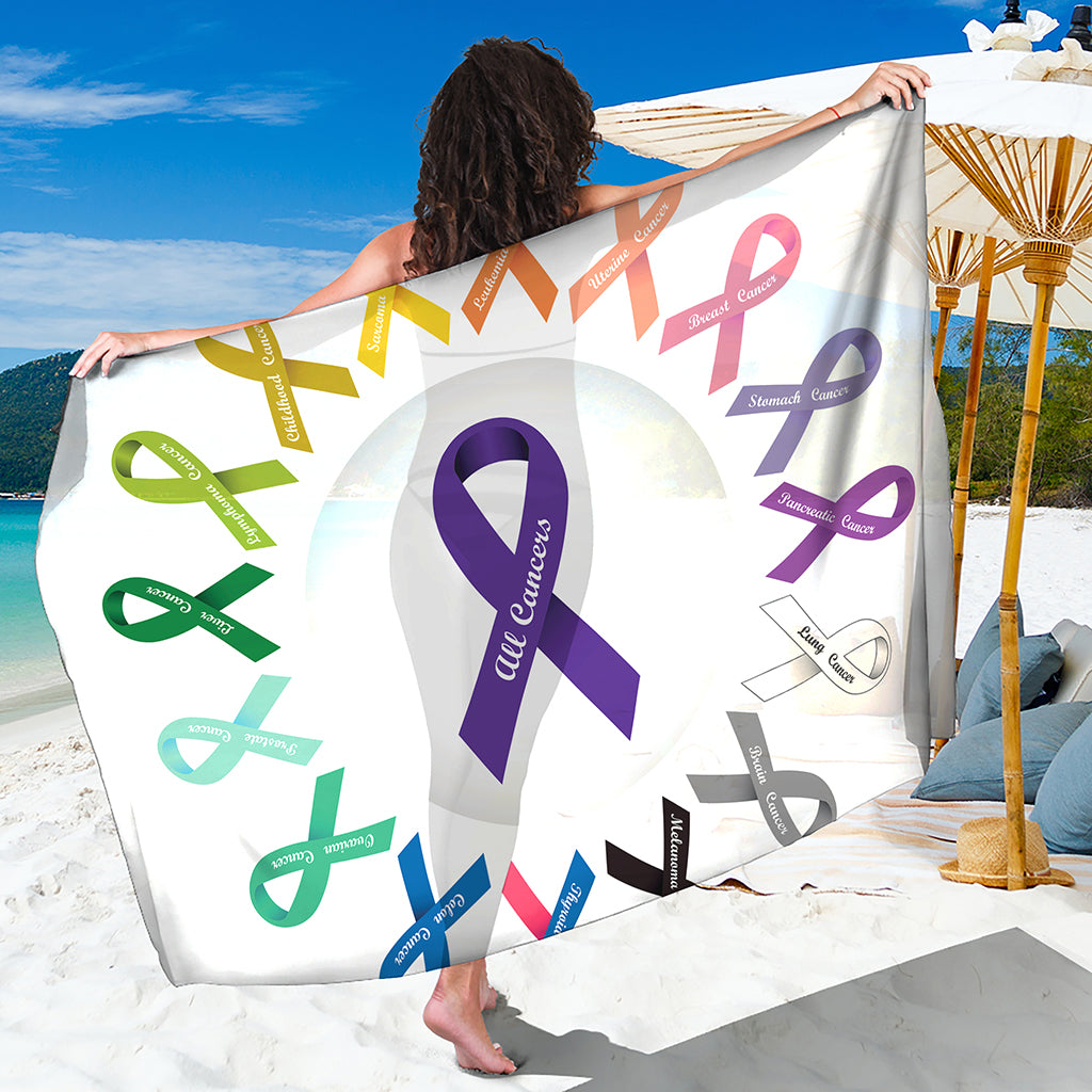 All Cancer Awareness Ribbons Print Beach Sarong Wrap