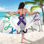All Cancer Awareness Ribbons Print Beach Sarong Wrap