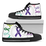All Cancer Awareness Ribbons Print Black High Top Shoes
