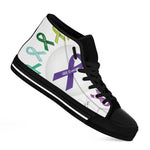 All Cancer Awareness Ribbons Print Black High Top Shoes