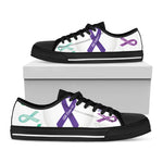 All Cancer Awareness Ribbons Print Black Low Top Shoes 