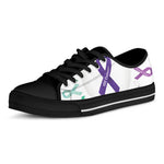 All Cancer Awareness Ribbons Print Black Low Top Shoes 