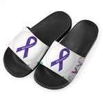 All Cancer Awareness Ribbons Print Black Slide Sandals