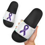 All Cancer Awareness Ribbons Print Black Slide Sandals