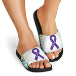 All Cancer Awareness Ribbons Print Black Slide Sandals