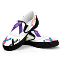 All Cancer Awareness Ribbons Print Black Slip On Sneakers
