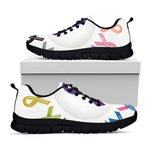 All Cancer Awareness Ribbons Print Black Sneakers