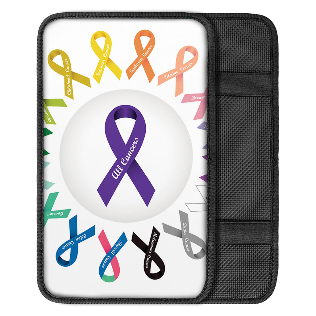 All Cancer Awareness Ribbons Print Car Center Console Cover