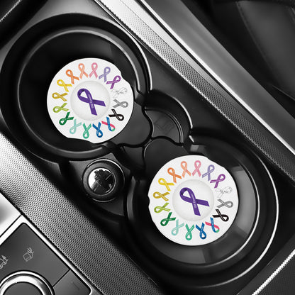 All Cancer Awareness Ribbons Print Car Coasters