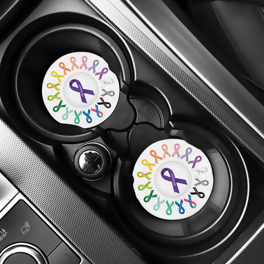 All Cancer Awareness Ribbons Print Car Coasters