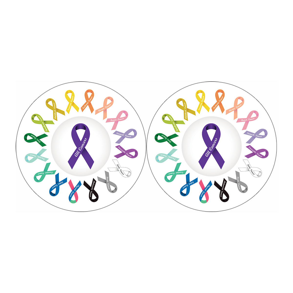 All Cancer Awareness Ribbons Print Car Coasters