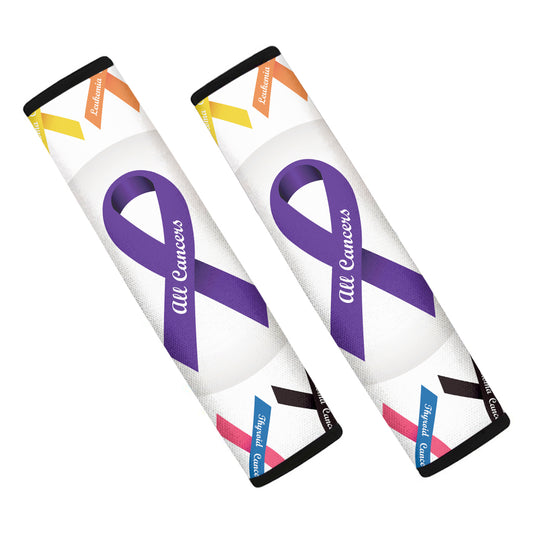 All Cancer Awareness Ribbons Print Car Seat Belt Covers