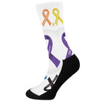 All Cancer Awareness Ribbons Print Crew Socks