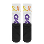 All Cancer Awareness Ribbons Print Crew Socks