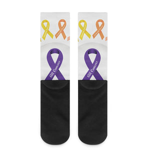 All Cancer Awareness Ribbons Print Crew Socks