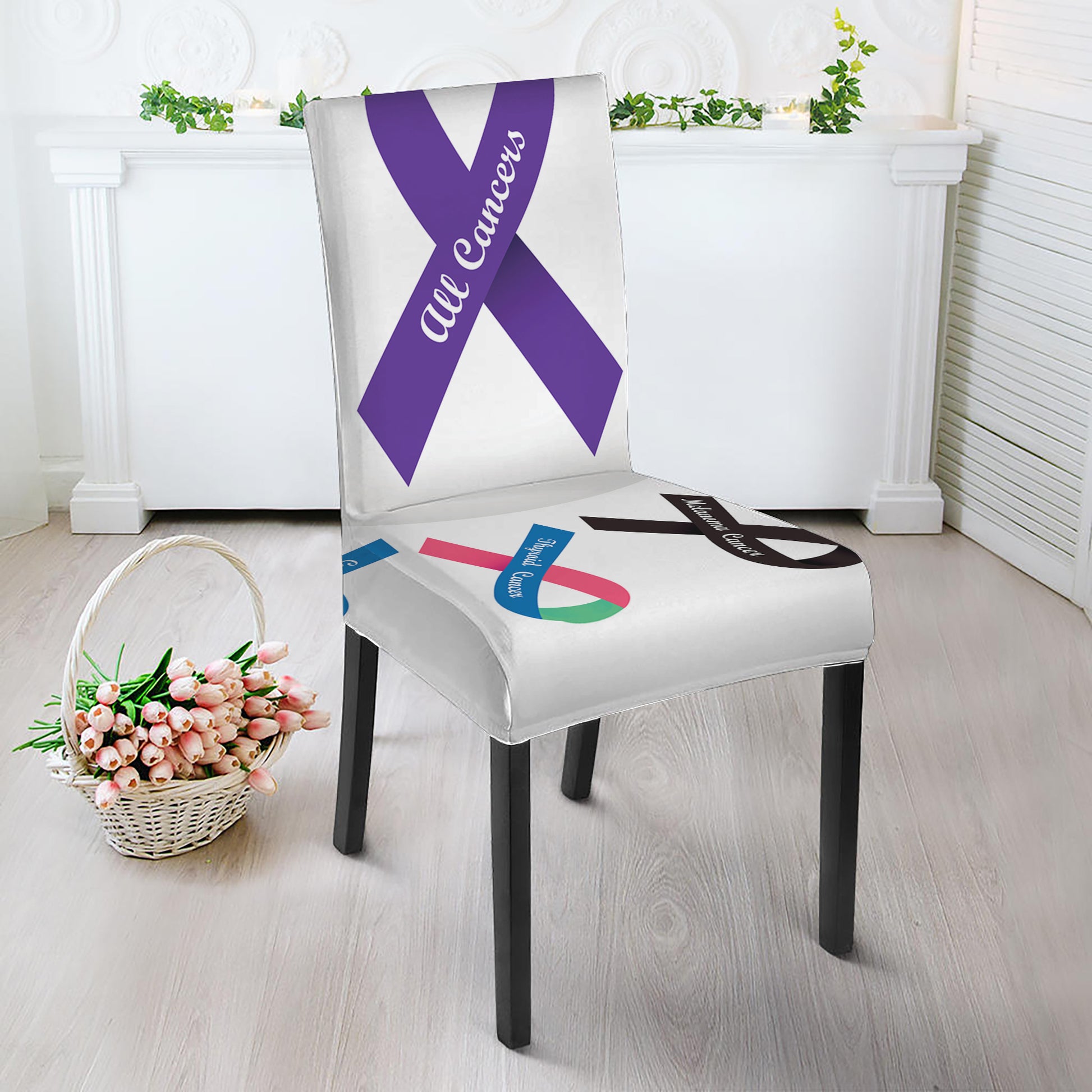 All Cancer Awareness Ribbons Print Dining Chair Slipcover