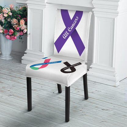 All Cancer Awareness Ribbons Print Dining Chair Slipcover