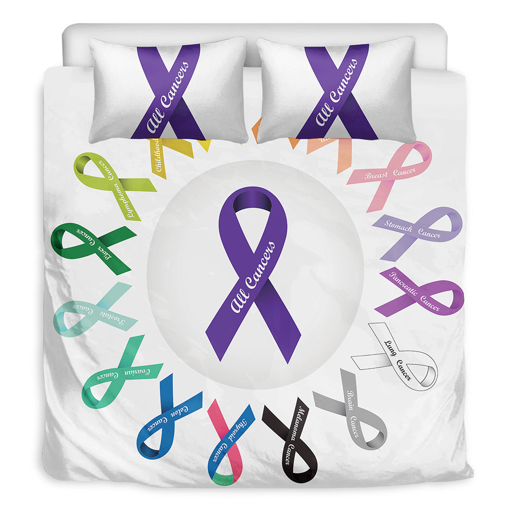 All Cancer Awareness Ribbons Print Duvet Cover Bedding Set