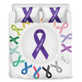 All Cancer Awareness Ribbons Print Duvet Cover Bedding Set