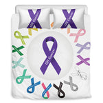All Cancer Awareness Ribbons Print Duvet Cover Bedding Set