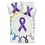 All Cancer Awareness Ribbons Print Duvet Cover Bedding Set