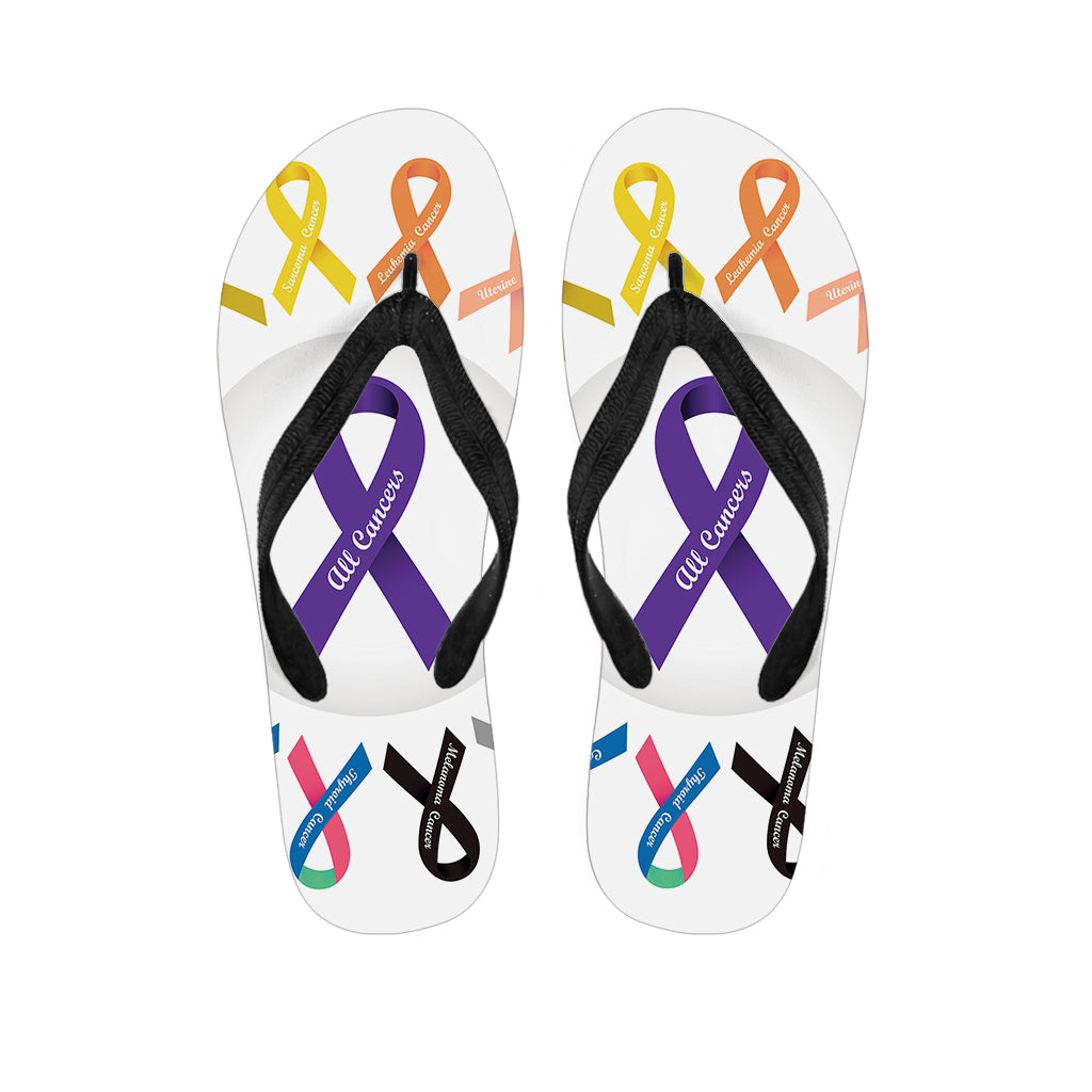 All Cancer Awareness Ribbons Print Flip Flops